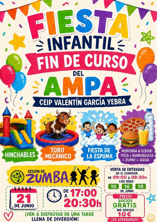 Foto de ¡Llega la gran Fiesta Infantil de Fin de Curso del AMPA del CEIP Valentín García Yebra!